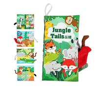 Libro in stoffa con coda di animale, libri increspati - Libro in stoffa per storie di bambini - Giocattolo sensoriale, giocattolo per passeggino per viaggi in movimento, regalo Duqulle
