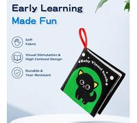 Libro in tessuto visivo bianco e nero per neonati, indistruttibile e masticabile, giocattolo educativo per l'illuminazione precoce, regalo per il ritorno a scuola, 1° giugno, Natale, regalo per neonat