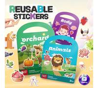 Libro interattivo di adesivi con animali a 6 temi per bambini 3+, 36 pagine, libro silenzioso riutilizzabile per lo sviluppo del vocabolario, libro educativo precoce per l'apprendimento dei bambini pi