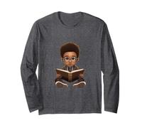Libro Lettura Afro Africano Americano Reader Bookworm Bambini Ragazzi Maglia a Manica