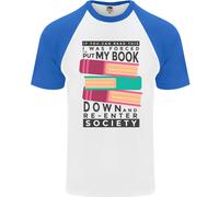 Libro Lettura Re-Enter Society Divertente Uomo S/S Baseball T-Shirt