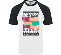 Libro Lettura Re-Enter Society Divertente Uomo S/S Baseball T-Shirt