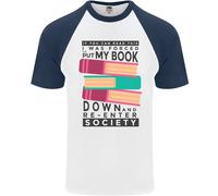 Libro Lettura Re-Enter Society Divertente Uomo S/S Baseball T-Shirt