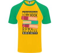 Libro Lettura Re-Enter Society Divertente Uomo S/S Baseball T-Shirt