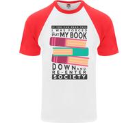 Libro Lettura Re-Enter Society Divertente Uomo S/S Baseball T-Shirt