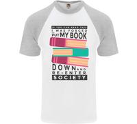Libro Lettura Re-Enter Society Divertente Uomo S/S Baseball T-Shirt