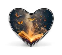 Libro magico con farfalle Spilla a forma di cuore Distintivo in metallo Spilla a forma di cuore Distintivo in metallo