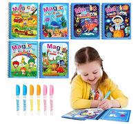 Libro Magico da Colorare 6 Pezzi Libri Ad Acqua da Colorare Bambini Album da Colorare per Bambini Magic Water Book Disegno Colora Acqua Libro di Pittura Ad Acqua Riutilizzabile per Bambini