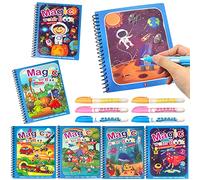 Libro Magico da Colorare 6 Pezzi Libro ad Acqua per Bambini Libro da Disegno ad Acqua Riutilizzabile con 6 Penna Acqua Regalo per Bambini Bambina