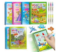 Libro magico da colorare ad acqua, riutilizzabile per bambini, 6 pezzi, con penna ad acqua, adatto per bambini di età compresa tra 3 e 4 e 5 - 6 anni, ideale come regalo di compleanno educativo per