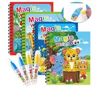Libro Magico da Colorare con Acqua 4Pz , 4 Pennelli, Animali,Regalo Natale