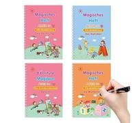 Libro Magico di Scrittura per Bambini,Libri Di Esercizi Riusabili Con Solchi | Eserciziario con Pagine a Solchi | Per Ufficio Asilo Scuola Materna