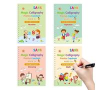 Libro Magico di Scrittura per Bambini - Quaderni Riusabili con Guide Scanalate,Pratica Calligrafia Per Bambini,Per Ufficio e per Imparare a Scrivere per 'Asilo