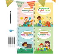 Libro Magico Di Scrittura Per Bambini, Quaderno Pratico Con Solchi Magici, Quaderni Riutilizzabili 1 Set Età 3-8 Imparare Scrivere Lettere Prescolastico