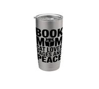 Libro Mamma Amante Gatto Pagine E Lettura Della Pace Bicchiere termico in acciaio inox doppia parete