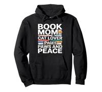 Libro Mamma Amante Gatto Pagine Paws And Peace Reading Felpa con Cappuccio