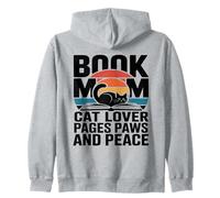 Libro Mamma Amante Gatto Pagine Paws And Peace Reading Felpa con Cappuccio