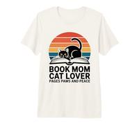 Libro Mamma Amante Gatto Pagine Paws And Peace Reading Maglietta Premium