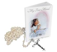 Libro Messe Per La Prima Comunione Ragazza E Set Regalo Con Rosario Di Perle