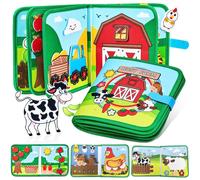 Libro Montessori Fattoria per Bambini Piccoli, Giocattolo Sensoriale Interattivo con Animali della Fattoria, Attività di Apprendimento Prescolare e Sviluppo della Motricità Fine, Giocattoli da Viaggio