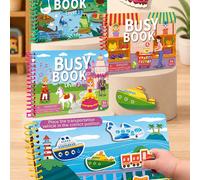 Libro Montessori per bambini piccoli, libro di attività di apprendimento riutilizzabile e silenzioso con giochi di abbinamento, riconoscimento di animali e veicoli, giocattolo educativo da viaggio per