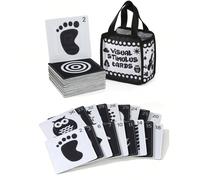 Libro morbido per stimolazione visiva neonato bianco e nero, con disegni a contrasto per stimolare lo sviluppo del nervo visivo del bambino, in tessuto morbido, con borsa per il trasporto, stesso mode