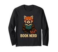 Libro Nerd Red Panda Lettura Grafico Maglia a Manica