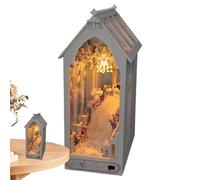 Libro Nook Decor, Miniature Book Nook Kit - Casa Decorativa Booknook | Rappresentante di puzzle in legno 3D per libreria da scrivania, angolo di libri decorativi con luce LED