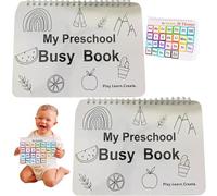 Libro occupato, Set di 2 libri occupati per bambini Rilegatura a spirale per lo sviluppo a tema multiplo con accessori Libri per bambini per apprendimento in età prescolare, apprendimento per la scuo