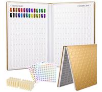 Libro organizer per smalti gel per unghie, per 308 colori, include 360 unghie finte e 1-400 adesivi numerati, espositore per grafici dei colori fai da te per saloni e uso domestico, raccoglitore