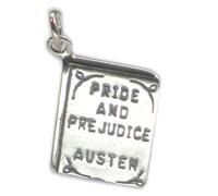 Libro Orgoglio e Pregiudizio di Jane Austen charm in argento sterling .925 x 1