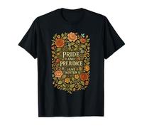 Libro Orgoglio e Pregiudizio Jane Austen Merch Floral Bookish Maglietta