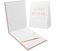 Libro Ospiti Retrò Portatile Bianco in Carta e Plastica per Firme | Elegante e Delicato, Facile da Aprire, per Registri Presenze, Celebrazioni e Servizi Commemorativi