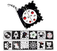 Libro per bambini in bianco e nero con motivi carini 0-6 6-12 mesi Toys Tummy Tummy con 4 corde lavabili, Colorfast e riutilizzabili giocattoli per bambini in bianco nero per
