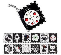 Libro per bambini in bianco e nero con motivo carino 0-6 6-12 mesi Giocattoli morbidi per la pancia con 4 corde Giocattoli per bambini in bianco e nero lavabili, resistenti al colore riutilizza