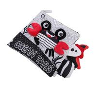 Libro per Bambini in Tessuto Morbido e Preciso, Design Ad Alto Contrasto in Bianco e per la Stimolazione Visiva e L'apprendimento Precoce, Libro Giocattolo in Stoffa per Bambini con Coda