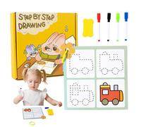 Libro per il controllo dei pennelli per bambini 3 ai 5 anni, libri in età prescolare puliti, libro scolastico per l'apprendimento a secco - Carta da disegno semplice e educativa, cartella di