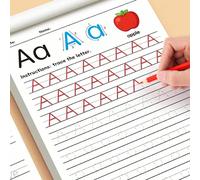 Libro per la tracciatura delle lettere, 32 pagine con codifica a colori A-Z e numeri 1-10, pratica delle lettere maiuscole/minuscole, controllo della penna per bambini in età prescolare, abilità di sc