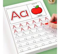Libro per la tracciatura delle lettere, 32 pagine con codifica a colori A-Z e numeri 1-10, pratica delle lettere maiuscole/minuscole, addestramento al controllo della penna per bambini in età prescola