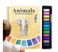 Libro per pittura ad acquerello, per adulti, con 12 colori, per adulti, kit per disegno, per principianti, adolescenti, casa, apprendimento, viaggi, scuola, lezioni d'arte