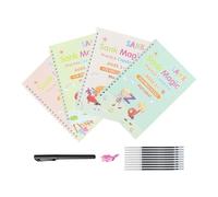 Libro per scrivere con alfabeto scanalato - Esercitazione in 4 pezzi, quaderno di esercizi riutilizzabile con guide per tracciare, libri per scrivere a mano con esercizi divertenti, quaderno di eserci