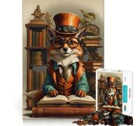 Libro puzzle per adulti da 1000 pezzi con volpe steampunk,illustrazioni finemente intagliate,gioco per la concentrazione mentale,gioco per momenti di tranquillità,attività per compleanno 50x75cm