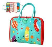 Libro sensoriale occupato, Libro occupato prescolare,Carino libro di attività in feltro - Scheda sensoriale con motivo a razzo educativo, libro pieghevole per Natale, Capodanno, forniture scolastiche