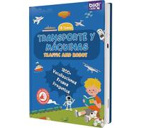 Libro sonoro bilingue inglese spagnolo interattivo educativo bimbi 3-6 anni | 1200 Suoni 13 Temi Veicoli Robot Libro sonoro bilingue ricaricabile dai 3+ Giocattolo educativo Regalo Compleanno Natale Baby