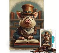 Libro Steampunk Maialino Intelligente Puzzle da 1000 Pezzi per Adolescenti Puzzle Solido Gioco Logico Divertimento Calmo Taglio di Precisione Articolo Desiderio di Babbo Natale 50x75cm