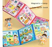 Libro tattile magnetico Montessori per vestirsi, giocattolo educativo per l'apprendimento precoce per sviluppare le abilità motorie fini per bambini e bambine DQ - Libro tattile con scene magnetiche (