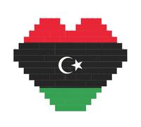 Libyan Flag Print Art Brick Puzzle a forma di cuore blocchi di costruzione fai da te set 3D puzzle decorazione per la casa 53 pezzi