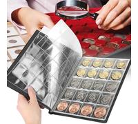 LICAEVEY Album per Monete, Libro per Raccolta Monete da 250 Tasche con 10 Pagine, Supporto per Raccolta per Hobbisti Principianti, Finestre Trasparenti su Entrambi i Lati, Copertura in PU per (BLACK)