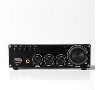 LICAEVEY Amplificatore Stereo Mini Bluetooth 5.1Ch 5.1 Mini con Uscita del Subwoofer, Amplificatore Audio Desktop Compatto 30WX2 + 60W per Altoparlanti Passivi con Telecomando (Plugs UE)