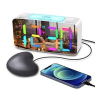 LICAEVEY ANCHE COLLO per Camera da Letto, Doppio Orologio con Display RGB da 7 Pollici e 3 modalità Vibranti, Sveglia Digitali per Traversine Pesanti/Hard of Hearing, Volume di 5 Livelli, (WHITE)